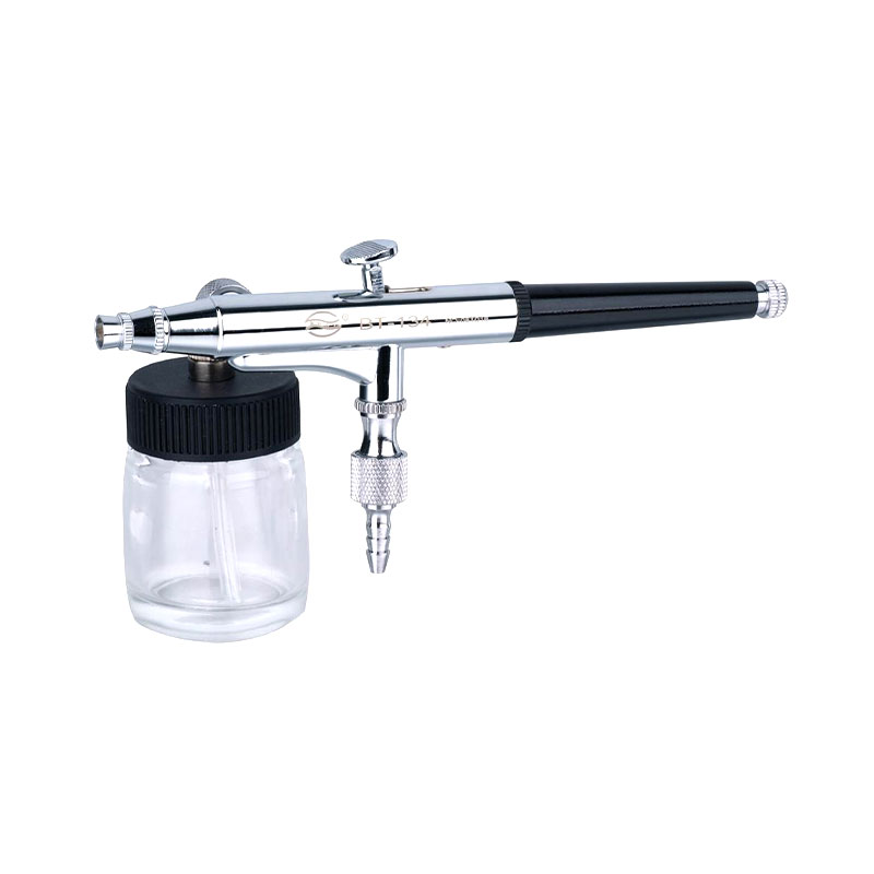 2Option Double Action Cup BT-134 Airbrush dengan botol kaca untuk seni tubuh, seni kuku, dan dekorasi kue airbrush